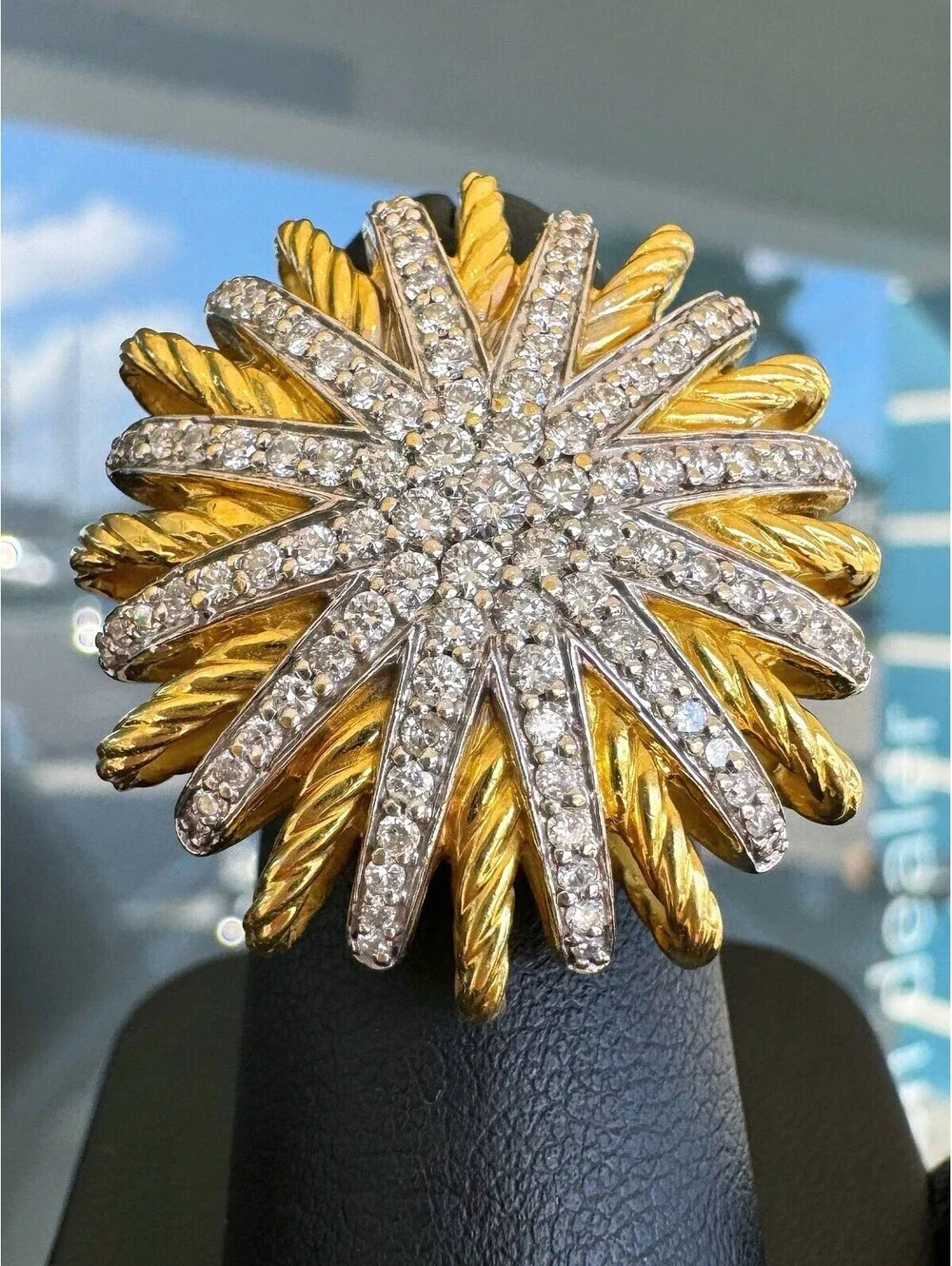 David Yurman Starburst Diamond Pave Cocktail Ring 18k YG